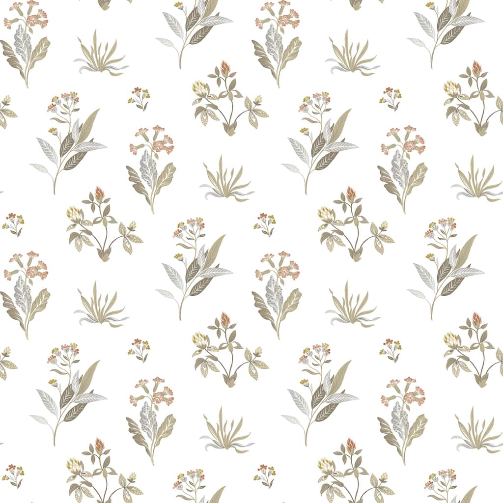 Galerie Wallcoverings Cottage Chic Large Floral and Leaf Motif ECODECO Material Matte Wallpaper Roll