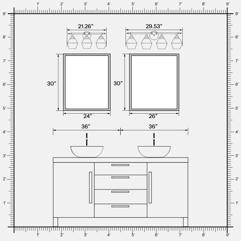 3/4-Light Modern Bathroom Vanity Light