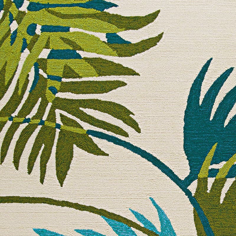 Miami Leaves Ivory- Green Indoor/ Outdoor Area Rug