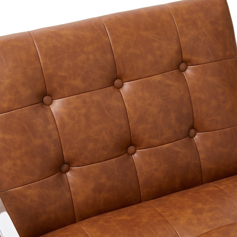 Glitzhome 29.50"W Mid-Century PU Leather Tufted Accent Chair - 29.5"W x 30.5"H x 29.25"D