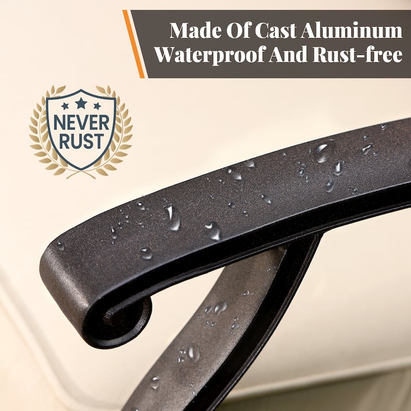 MAISON ARTS 7-Piece Cast Aluminum Patio Dining Set with Round Dining Table & 6 Dining Chairs