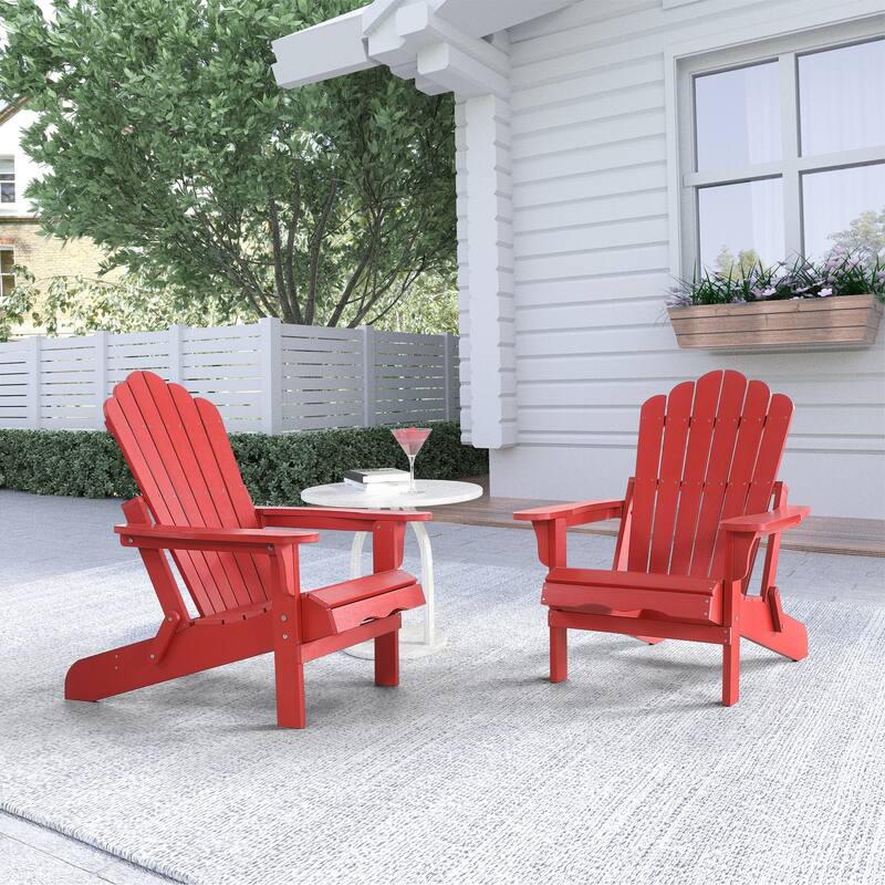 Haven Poly Resin Plastic Folding Adirondack Chair (Set of 2) - Red