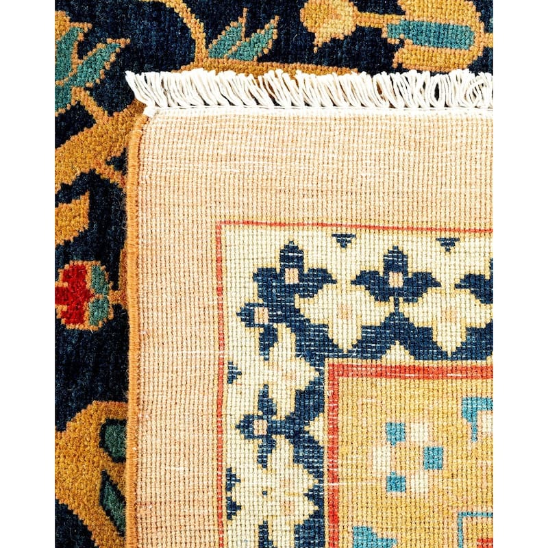 Overton Handknotted Wool Vintage Inspired Contemporary Eclectic Beige Area Rug - 15' 10" x 11' 10"