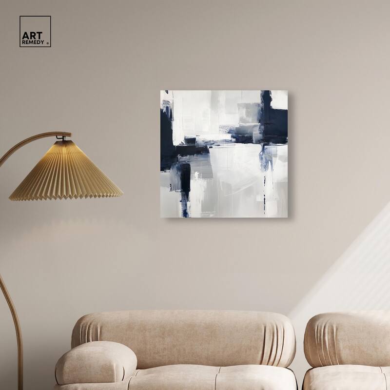 Blue Cascades on Still White Canvas by Art Remedy, Gallery Wrapped