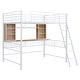 preview thumbnail 28 of 41, Metal Loft Bed with Desk and Trestle Shaped Storage Shelf, Safety Guardrail and Ladder for kids Teens Bedroom Dorm Bed Frame