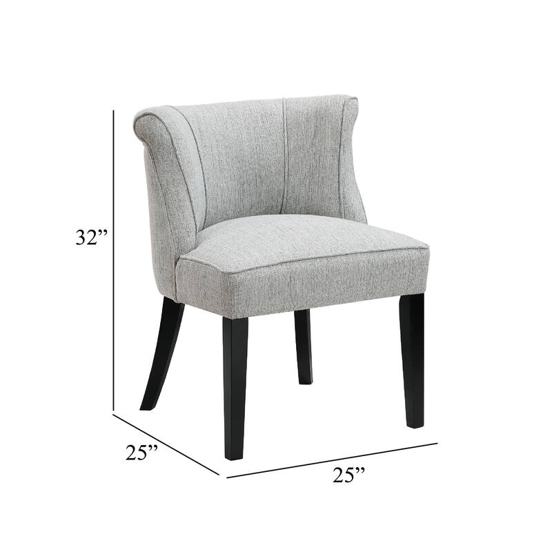 Vasu Accent Chair, Vertical Accents on Curved Back, Gray Polyester