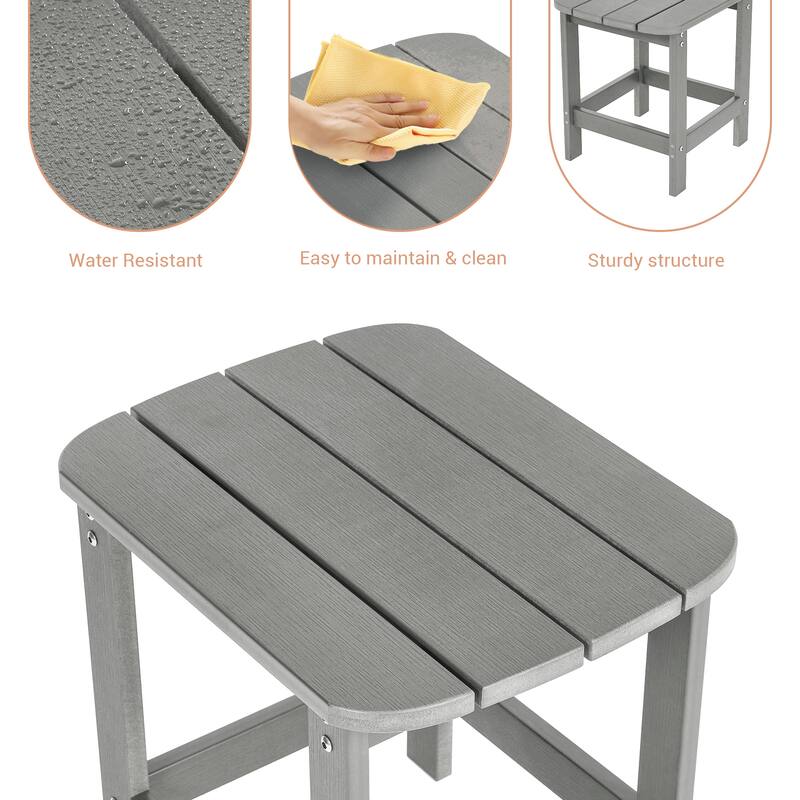 LIVOOSUN Patio Adirondack Plastic Wood Outdoor Side Table for Deck