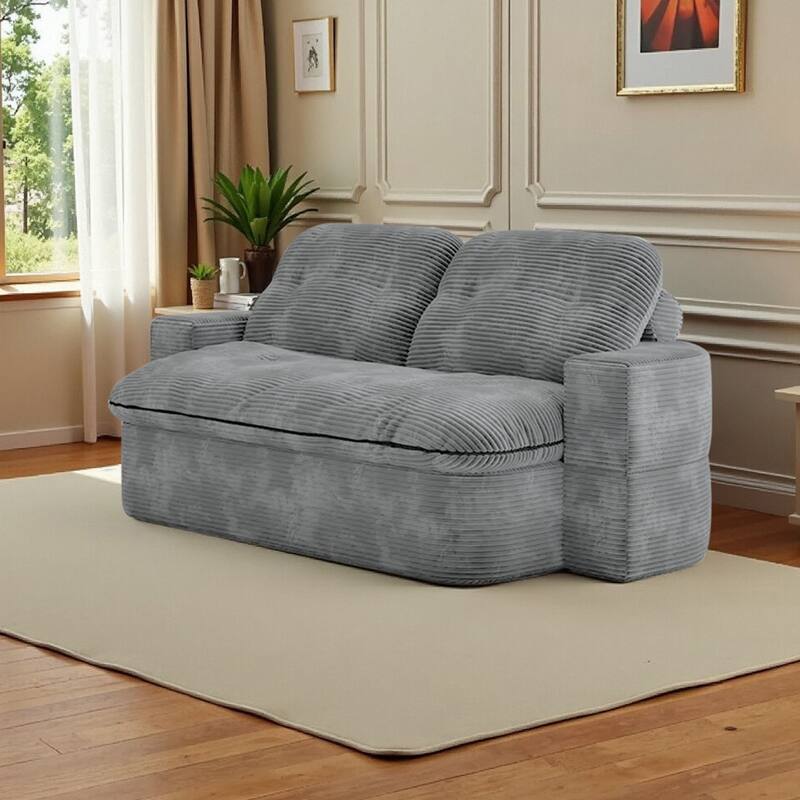 Oversized Loveseat Recliner Sofa, 2-in-1 Convertible Floor Sofa Bed, 3-Seat Sleeper Sofa with Adjustable Armrest