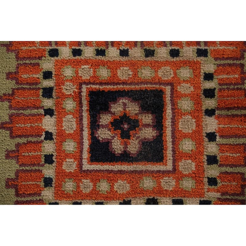 Light Green Heriz Serapi Indian Large Rug Handmade Wool Carpet - 11'11"x 14'6"