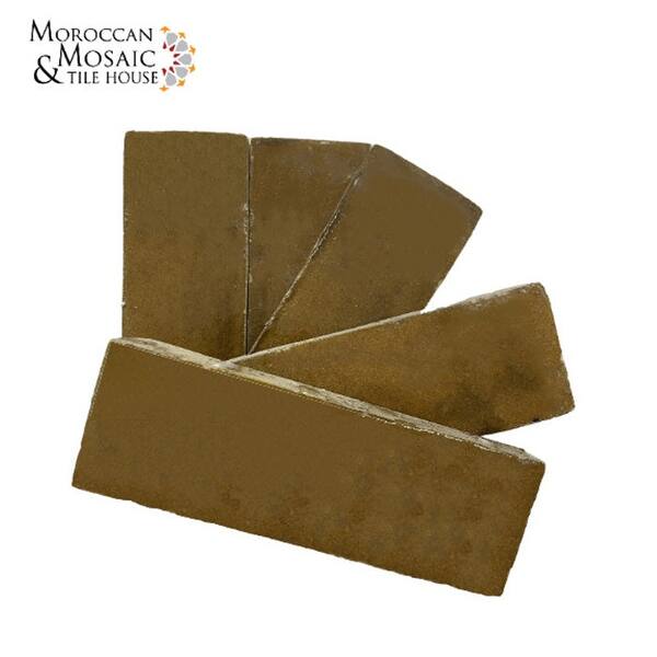 Moroccan Handmade 2x6 Solid Color Zellige Tile Brown Bed Bath