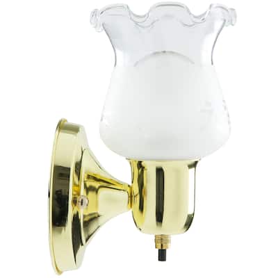 Sunlite 4.5 Inch Decorative Polished Brass Finish Wall Light /Sconce Fixture with Frosted Glass Tulip Shaped Shade