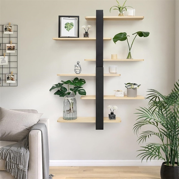 Wall Mounted Shelving Unit All Pine Wood 3 Tier Large Shelf - On