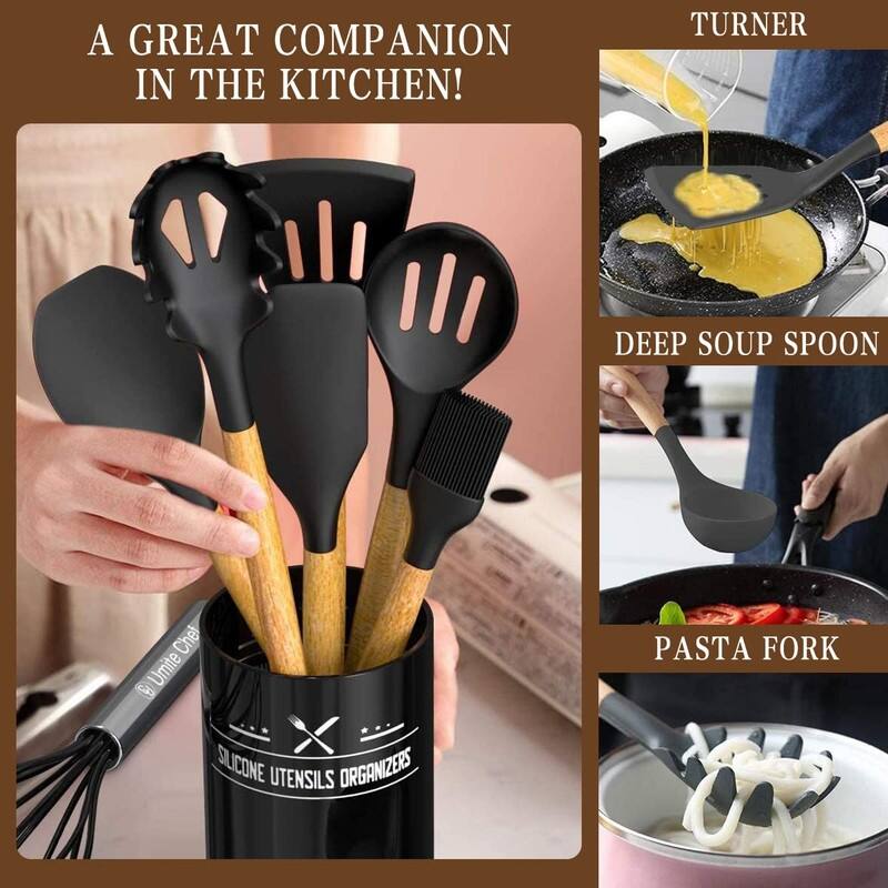 Kitchen Cooking Utensils Set, 33 pcs Non-Stick Utensils Spatula Set with Holder