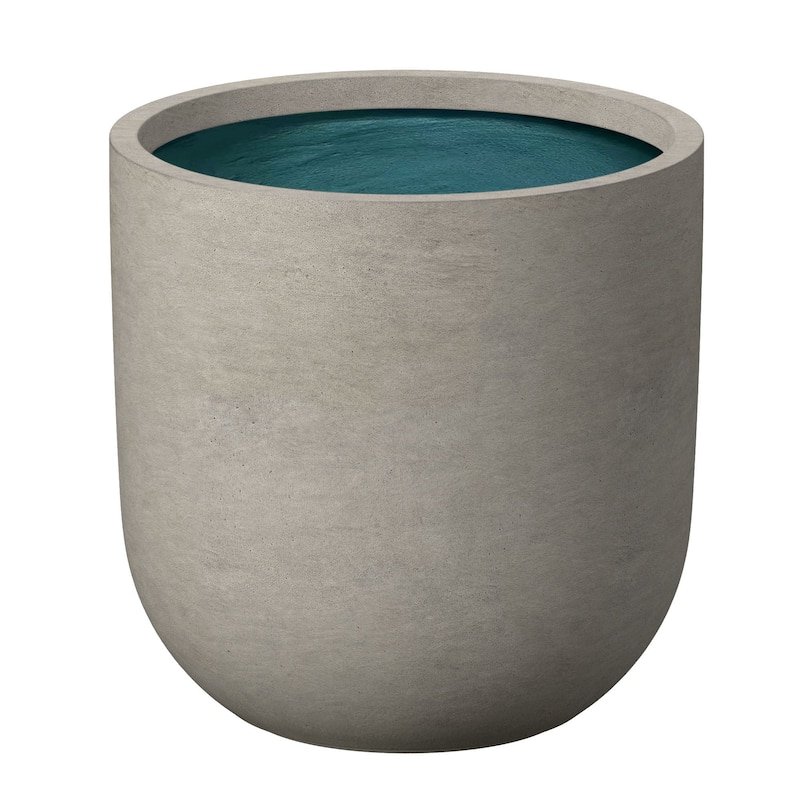 Concrete Round Planter Flower Pot with Drainage Holes - Natural Gray - 11 x 11 in