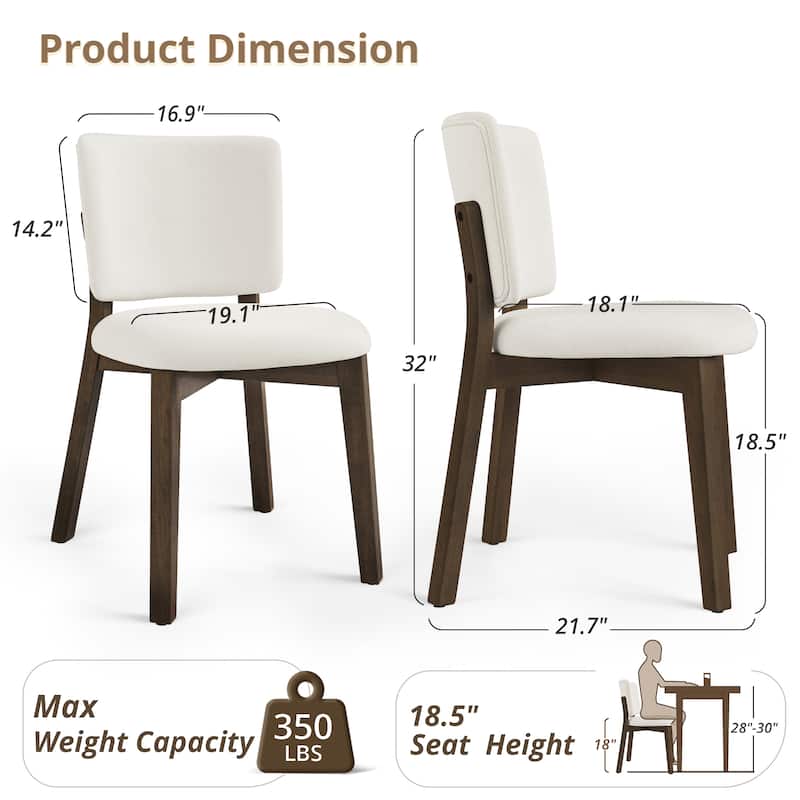 Wooden Dining Chairs with Back Set of 2/4, Modern Fabric Upholstered Kitchen Chairs in Flaxen for Kitchen Dining Living Room.