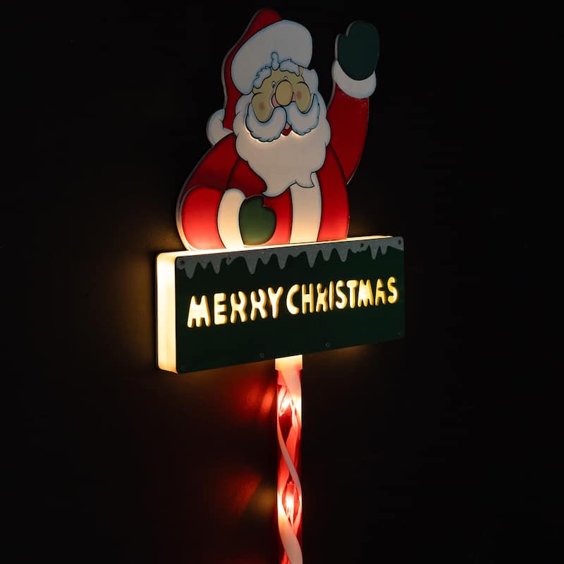 28" Lighted Santa Claus 'Merry Christmas' Lawn Stake - Clear Lights