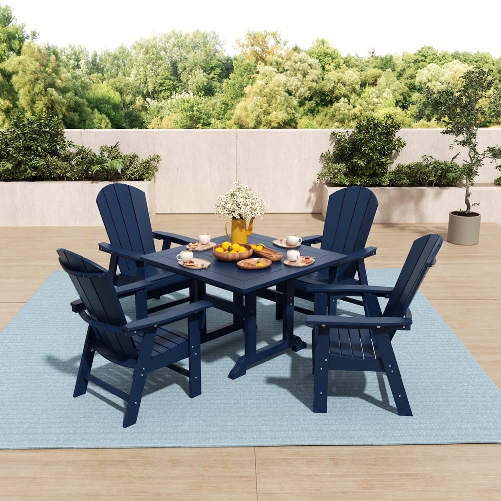 Laguna Hdpe All Weather Outdoor Patio Square Adirondack Dining Chairs Set (5-Piece Set)