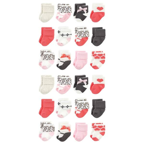 slide 1 of 1, Luvable Friends Cotton Rich Baby Terry Socks 24-Pack, Leopard Leopard - 0-6 Months