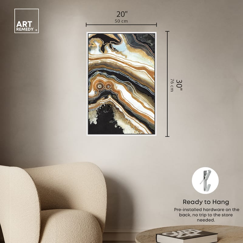 Art Remedy Black And Gold Ii Framed Mineral, Agate & Geode 1 Piece Canvas Wall Art