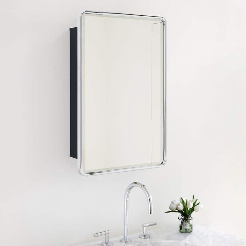 TEHOME Eldee Rectangle Metal Framed Bathroom Medicine Cabinet - 16x24 - Chrome
