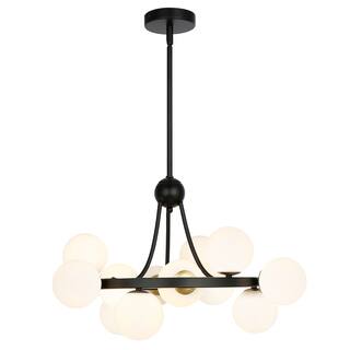 Light Society Trieste 12-Light Chandelier - Black/Frosted