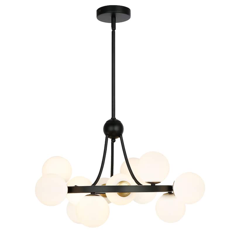 Light Society Trieste 12-Light Chandelier - Black/Frosted