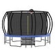 preview thumbnail 14 of 13, 16ft Blue Round Outdoor Trampoline with Enclosure Net and Balance Bar