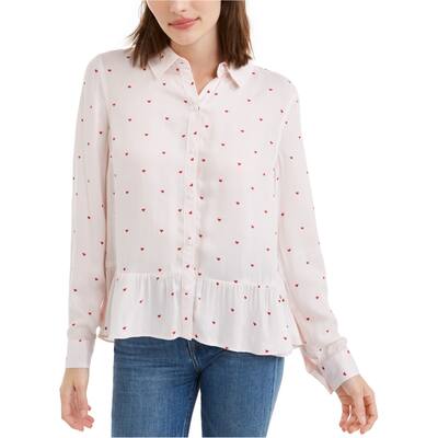 maison Jules Womens Hearts Button Up Shirt,, Pink, Medium