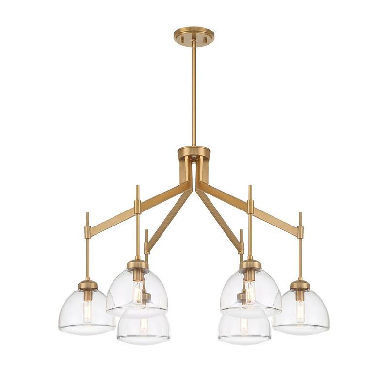 Warm Brass Six Light Chandelier from the Corbin Collection