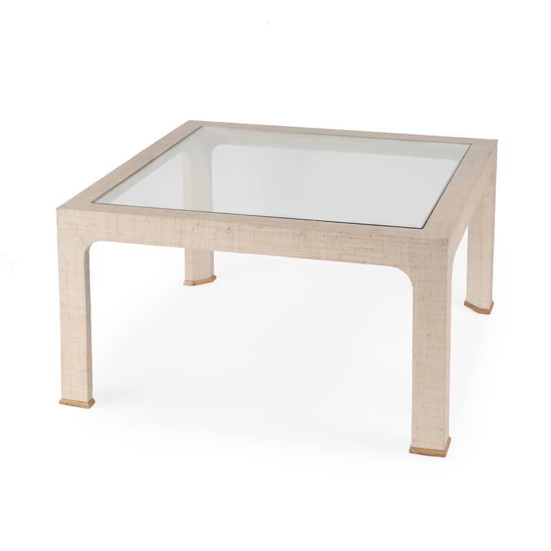 Chatham Glass and Raffia Square 36" Coffee Table