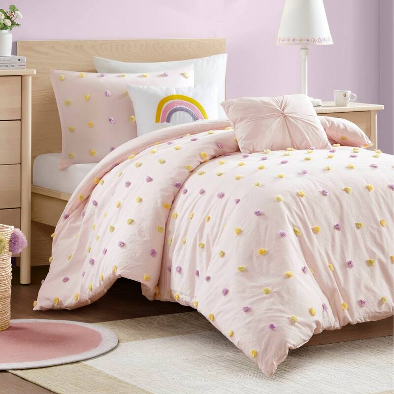 Intelligent Design Kids Callie Cotton Jacquard Pom Pom Comforter Set
