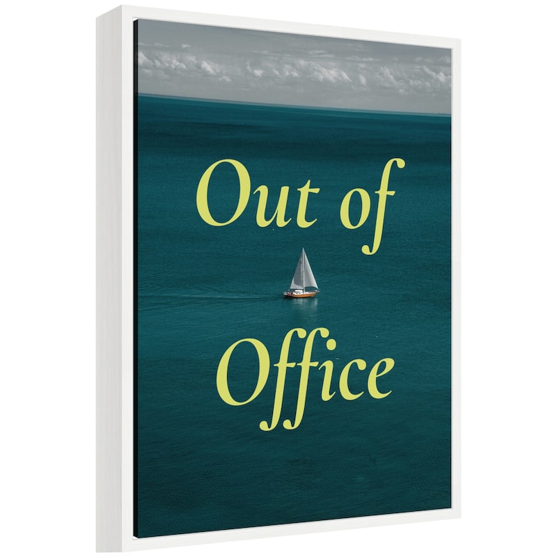 Kate and Laurel Out Of Office Boat Landscape by Megan Ryan Framed Canvas Wall Art Print - 18x24