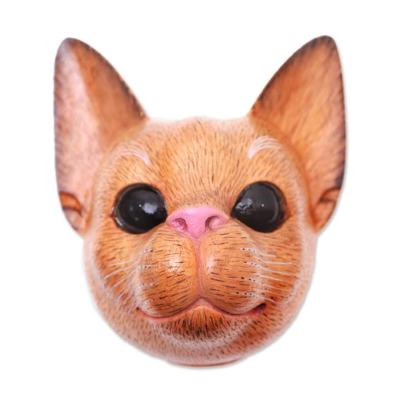 Handmade Watchful Cat Wood mask (Indonesia)