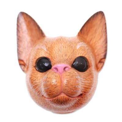 Handmade Watchful Cat Wood mask (Indonesia)