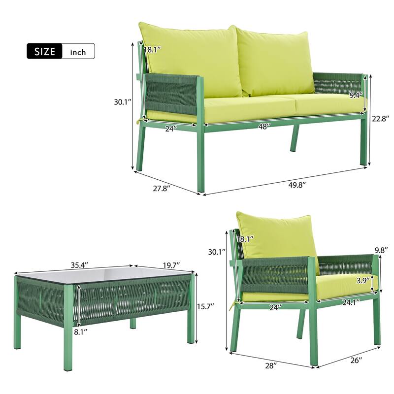 4-Piece Rope Patio Furniture Set