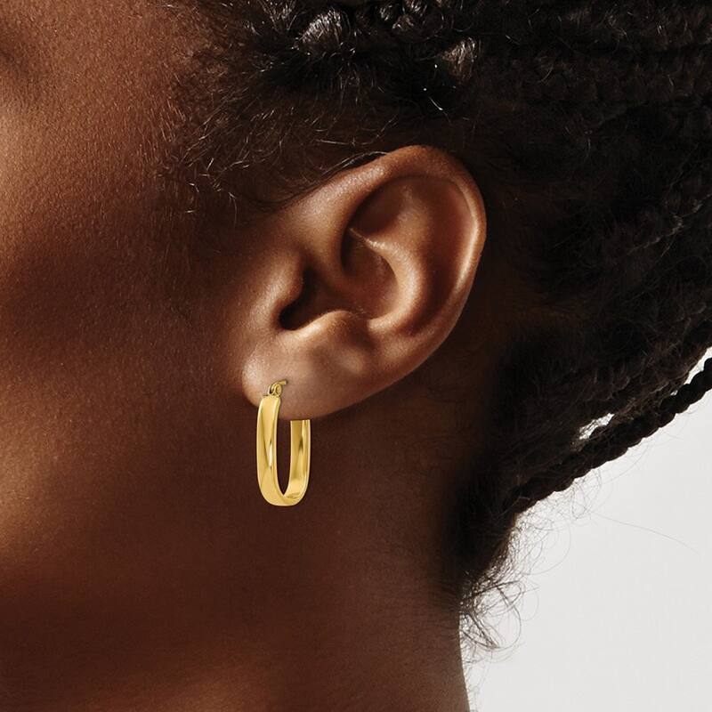 Curata 10k Yellow Gold Polished 18x3mm Flat Oval Hoop Earrings