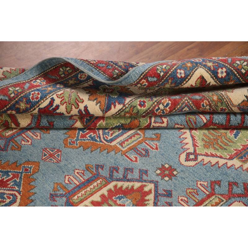 Blue Kazak Oriental Area Rug Handmade Wool Carpet - 6'1" x 8'10"