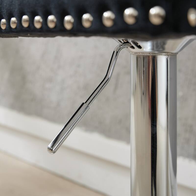 Thick Chrome Swivel Velvet Barstools,Adjustable Height,Modern Upholstered,Sponge&Spring（Set of 2)