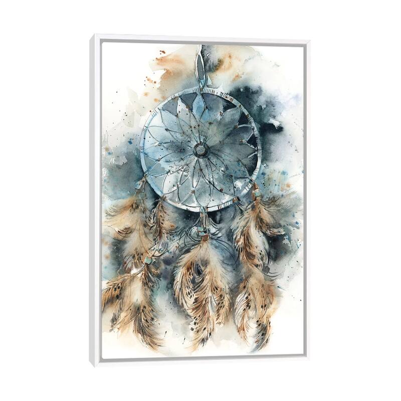 iCanvas "Dreamcatcher In Teal And Amber" by Sophie Rodionov Framed Canvas Print - White - 40x26