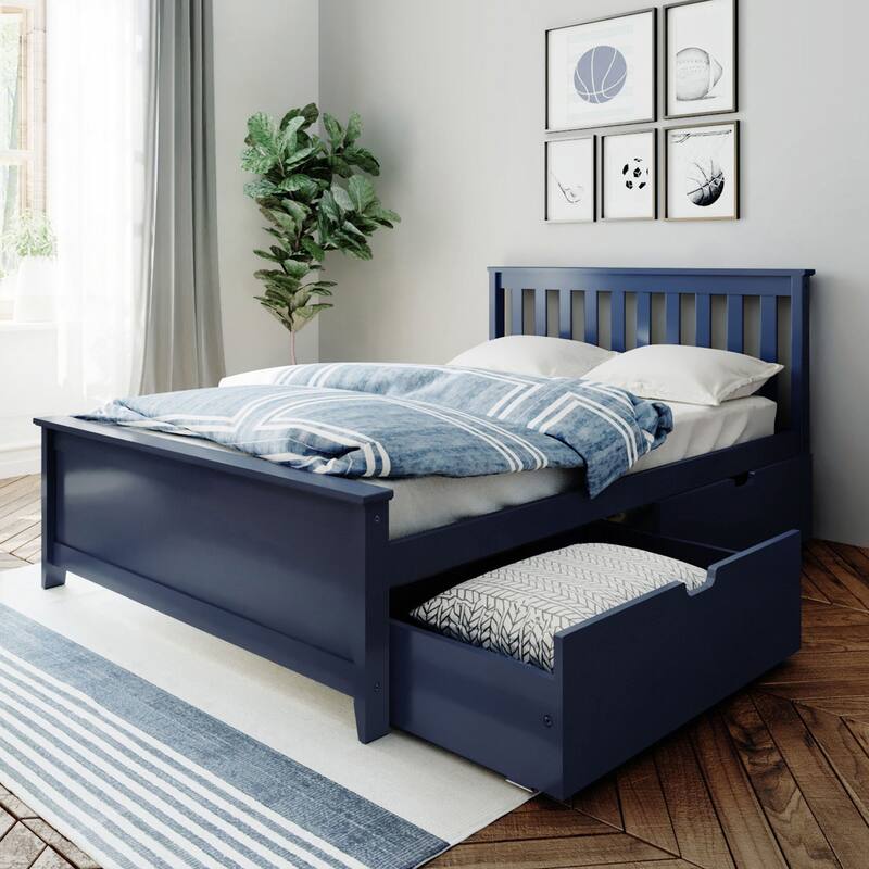Max and Lily Full Bed with Under Bed Storage Drawers - Blue
