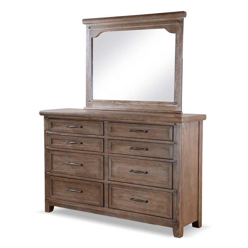 Furniture of America Trove Brown Wood 8-Drawer 2-Piece Dresser and Mirror Set