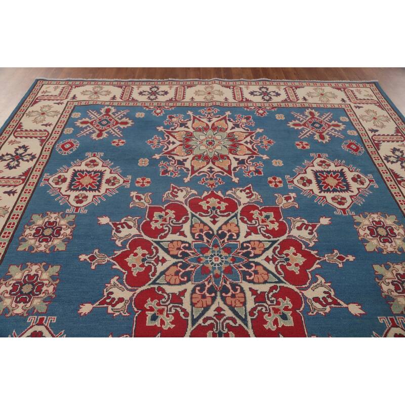 Blue Kazak Oriental Area Rug Handmade Bedroom Wool Carpet - 8'5" x 10'7"