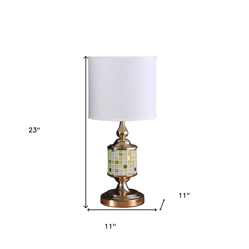23" Gold Table Lamp with White Drum Shade for Bedroom or Living Room - 11" x 11" x 23"