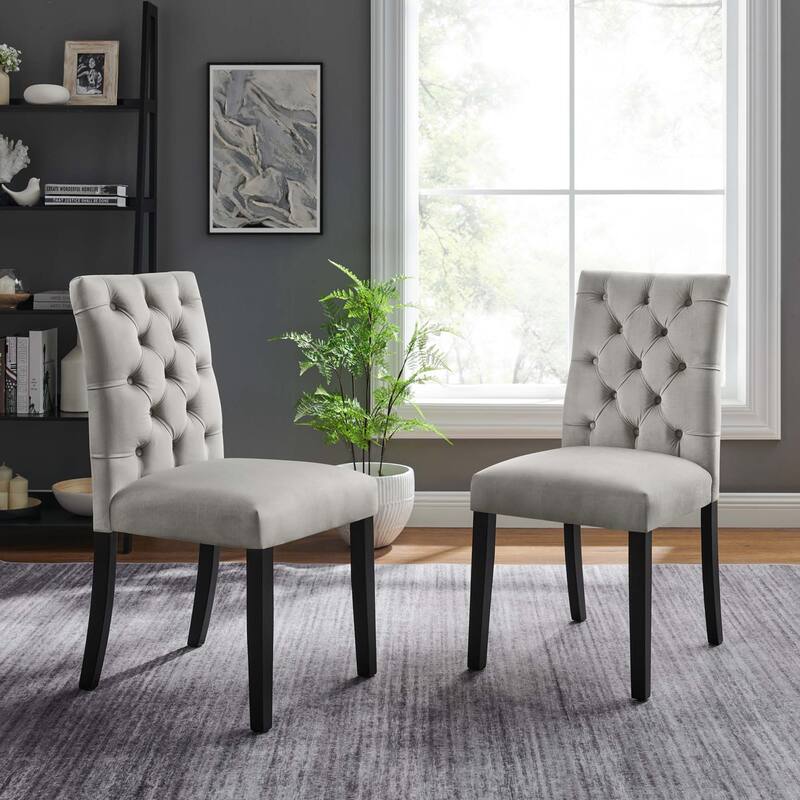 Duchess Performance Velvet Dining Chairs - Set of 2 - Light Gray