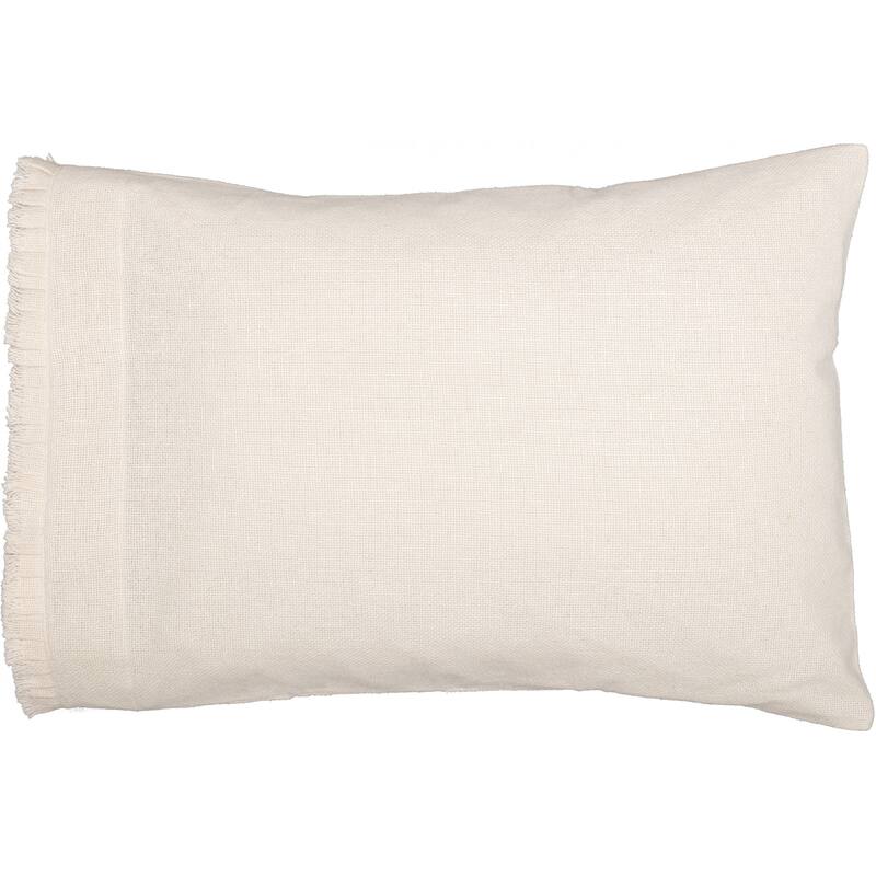 Burlap Antique White Standard Pillow Case Fringed Ruffle Set of 2