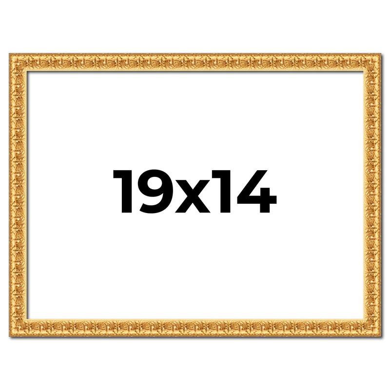 19x14 Frame Gold Real Wood Picture Frame Width 1 inches | Interior