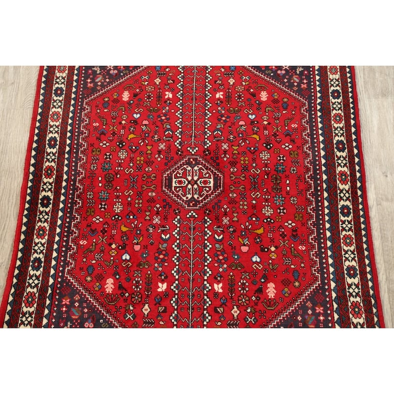 Tribal Vegetable Dye Abadeh Nafar Persian Area Rug Wool Hand-knotted - 3'5" x 5'3"
