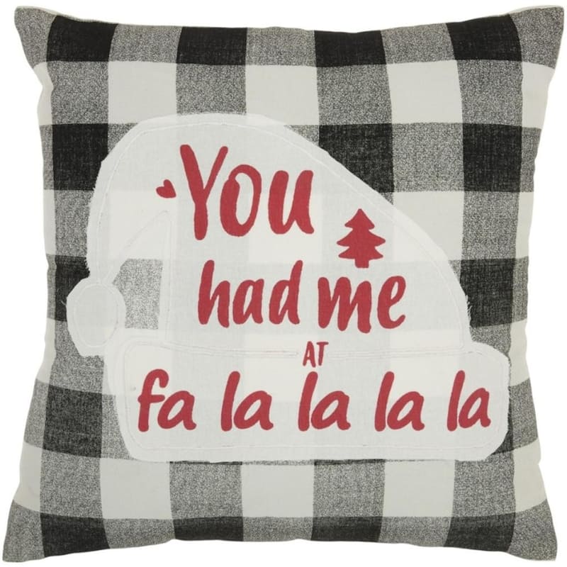 HomeRoots 18" Black Gray and White Christmas Cotton Throw Pillow