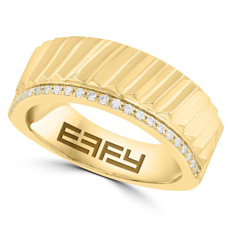 EFFY Men's Gold-Plated 925 Sterling Silver Diamond Ring - White