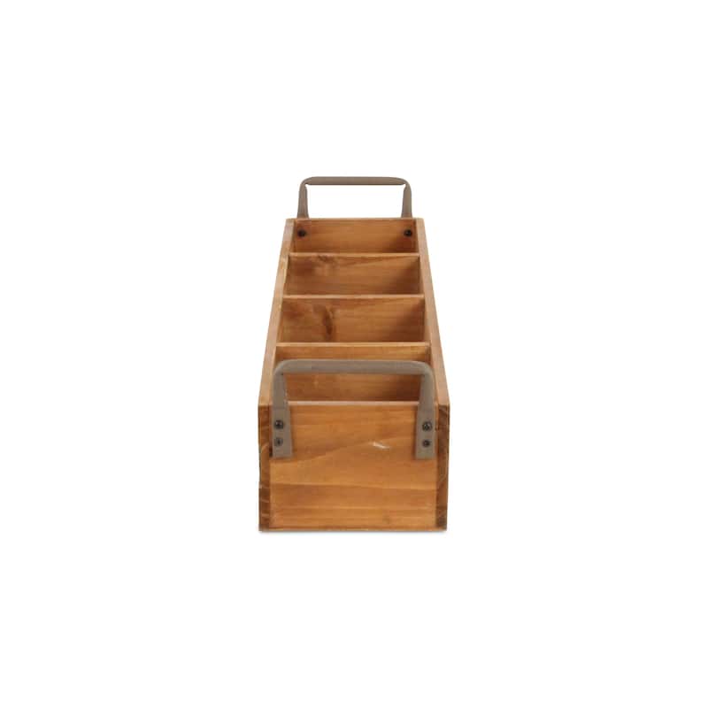 Brown Wooden 3 Slot Storage Caddy